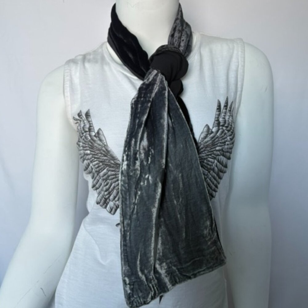 Black & Silver Velvet Scarf